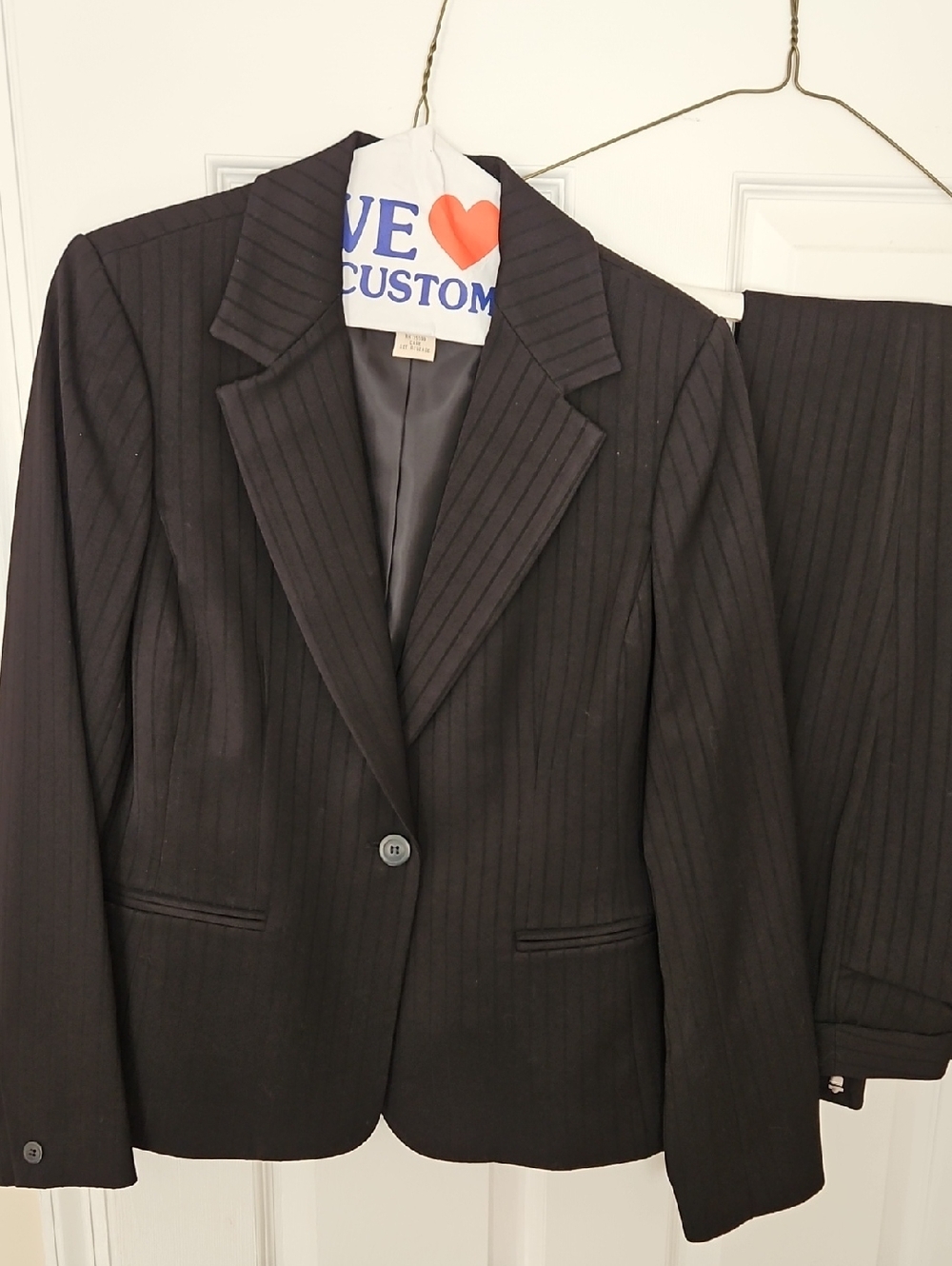 Classic Black Pinstripe Women's Blazer and Pant Set